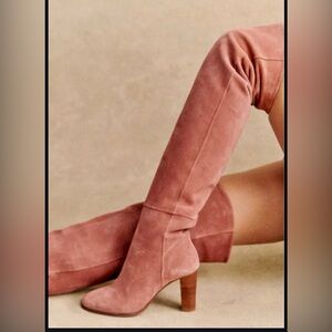 SEZANE Anaelle Suede Over-the-Knee Boots in Rosewood